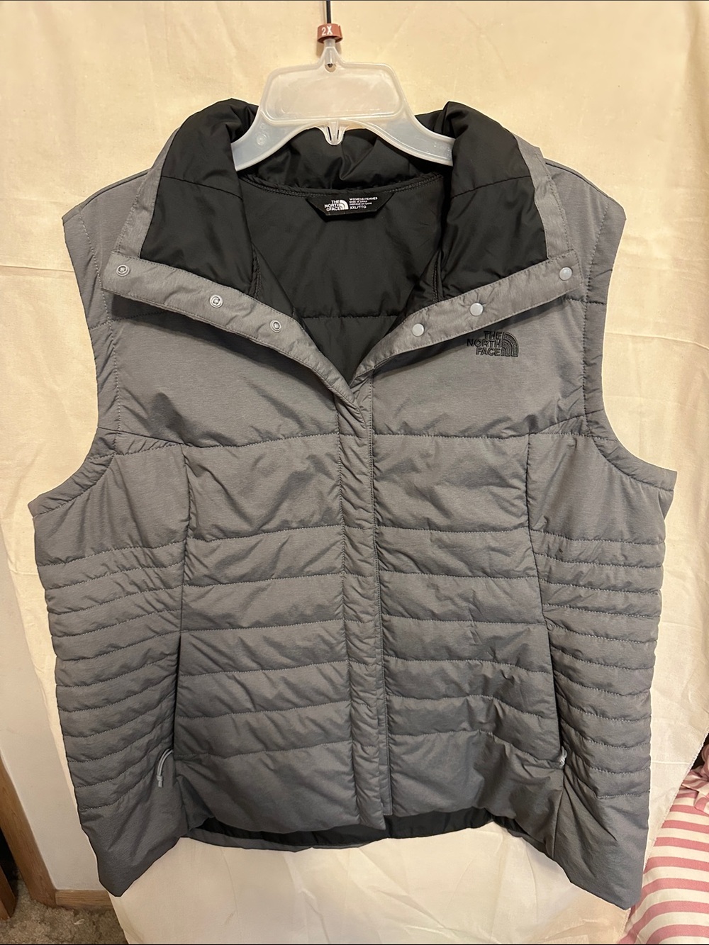 The North Face Women's Gray Quilted Insulated Vest with Black Lining